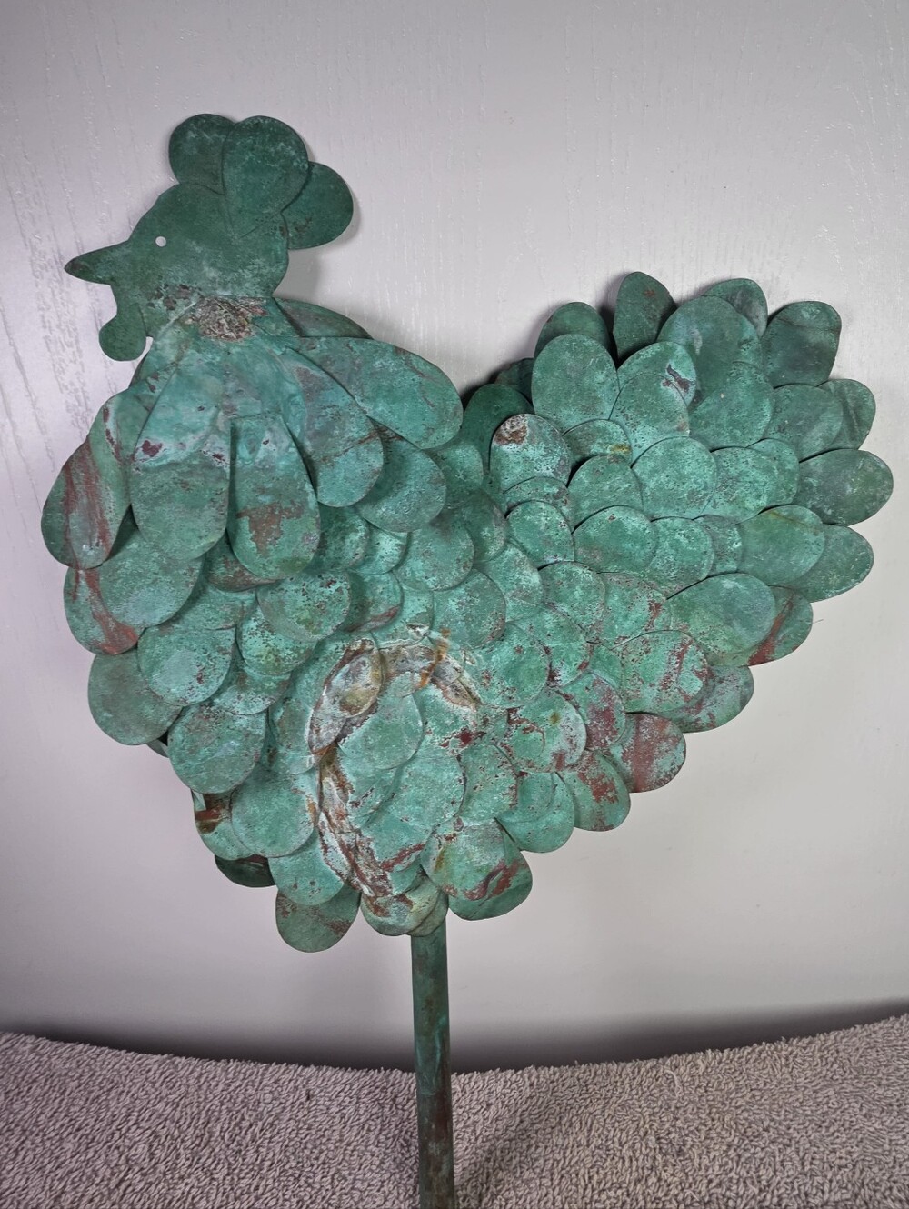 Decorative Green Patina Metal Rooster Yard Or Wall Art - Picture 10 of 13